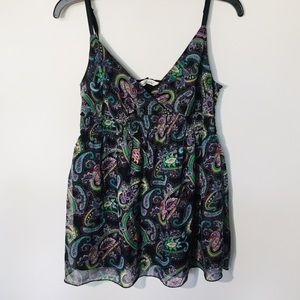Derek Heart Spaghetti Strap Paisley Tank Top Sz L